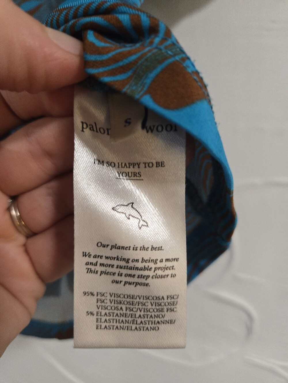 Paloma Wool• The ReginaTeal & Brown Abstract Mosaic Psychedelic Button-Up. Sz S - Picture 6 of 7